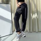 High-waist Drawstring Two-way Plain Wide-leg Pants