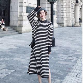 Long-sleeve Striped Sweatshirt Dress