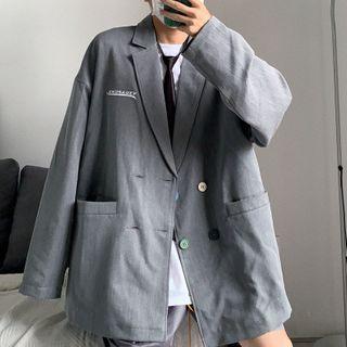 Double Breasted Letter Embroidered Blazer