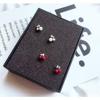 Rhinestone Cherry Stud Earring