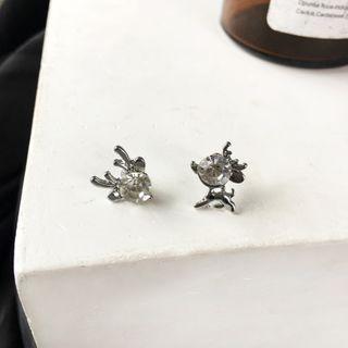 Deer Rhinestone Alloy Earring 1 Pair - Silver - One Size