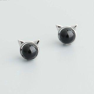 925 Sterling Silver Cat Ear Bear Earring 1 Pair - S925 Silver - One Size