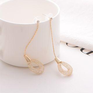 Rhinestone & Mesh Dangle Earring 1 Pair - 925 Silver Needle - Gold - One Size