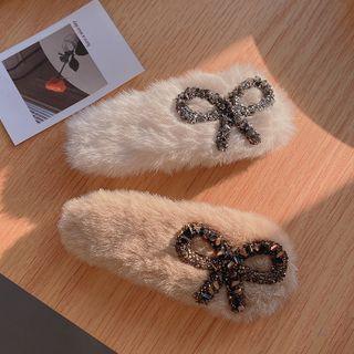 Bow Rhinestone Chenille Hair Clip