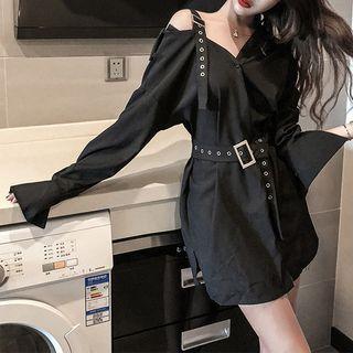 Long-sleeve Cold-shoulder Mini Dress
