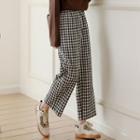 Checked Cropped Straight-fit Pants Gingham - Black & White - One Size