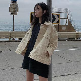 Sleeveless Mini A-line Dress / Buttoned Shirt Jacket