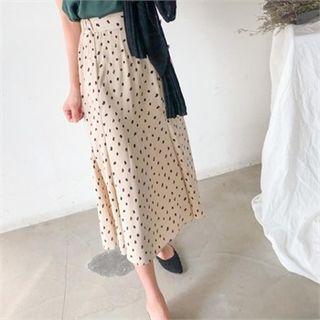 Dotted Long Flare Skirt
