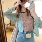 Striped Tank Top / Embroidered Light Jacket