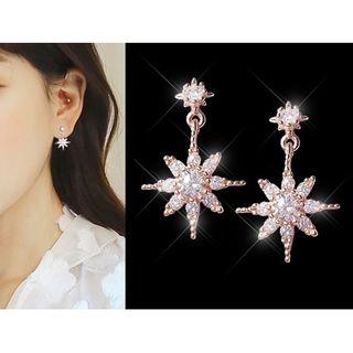 925 Sterling Silver Star Dangle Earring 1 Pair - Star - One Size