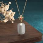 Faux Gemstone Pendant Alloy Necklace Cp486 - Gold - One Size