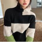 Color-block Loose-fit Sweater / Cardigan