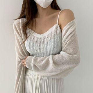 Knit Cropped Camisole Top / Long-sleeve Shrug