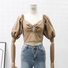 Keyhole-front Square-neck Crop Blouse