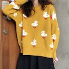 Duck Printed Sweater Yellow - One Size