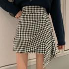 Gingham Asymmetric A-line Mini Skirt