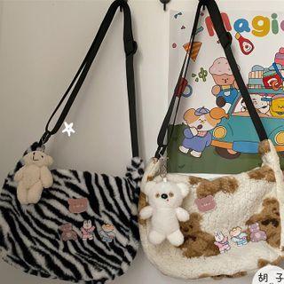 Print Fleece Crossbody Bag