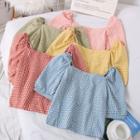 Square-neck Checker Blouse