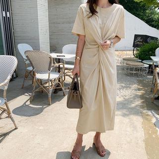 Knotted Linen Blend Long Dress