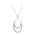 925 Sterling Silver Oval Pendant With White Cubic Zircon And Necklace