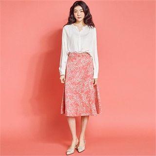 Patterned Midi Flare Skirt