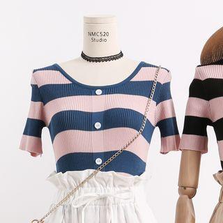 Colorblock-stripe Knit Top