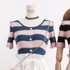 Colorblock-stripe Knit Top