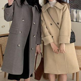Large Lapel Double-breasted Long-sleeve Coat