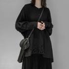 Eyelet Panel Button-up Top Black - One Size