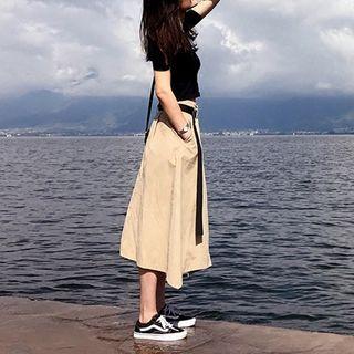 Set: Plain Top + Asymmetric A-line Skirt