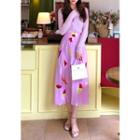 Printed Long Flare Skirt In Pink
