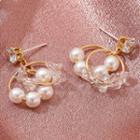 Rhinestone Faux Pearl Dangle Earring 1 Pair - 9016 - 01 - Gold - One Size