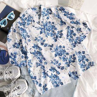 Long-sleeve Floral Printed Shirt Floral - One Size