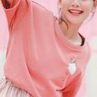 Elbow-sleeve Flamingo-accent T-shirt