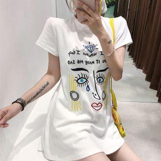 Short-sleeve Embroidered T-shirt Tunic