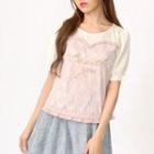 Embroidered Lace Panel Short-sleeve T-shirt