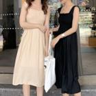 Wide Strap Smocked A-line Dress