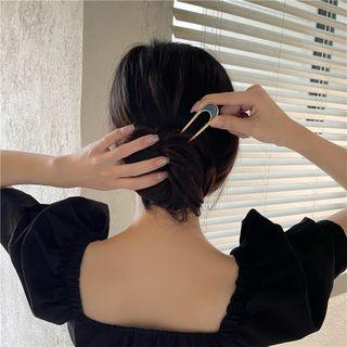 Alloy U Shape Hair Stick Gold & Blue - One Size