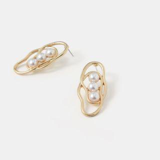 Faux Pearl Geometry Drop Earring 1 Pair - One Size