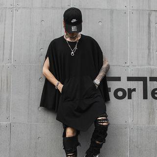 Sleeveless Oversized T-shirt Black - One Size