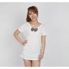 Short-sleeve Bow-accent Tunic