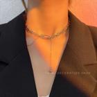 Safety Pin Layered Alloy Choker Silver - One Size