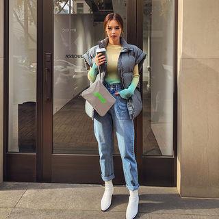 Cap-sleeve Oversized Padded Jacket