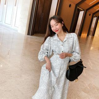 Plaid Tweed Bishop-sleeve Jacket