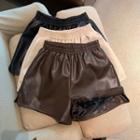 High Waist Faux-leather Shorts