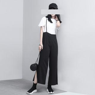 Slit-side Wide-leg Jumper Pants