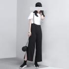 Slit-side Wide-leg Jumper Pants