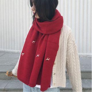 Deer Embroidery Scarf
