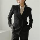 Suit Set: Peaked-lapel Jacket + Boot-cut Pants