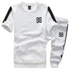 Set : Contrast Short-sleeve T-shirt + Cropped Pants